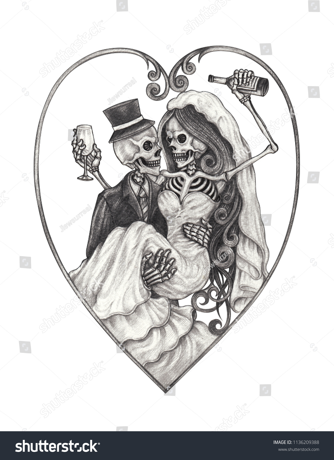 1163x1600 wedding couple pencil sketch wedding couple skulls hand pencil - Wedding Couple Drawing