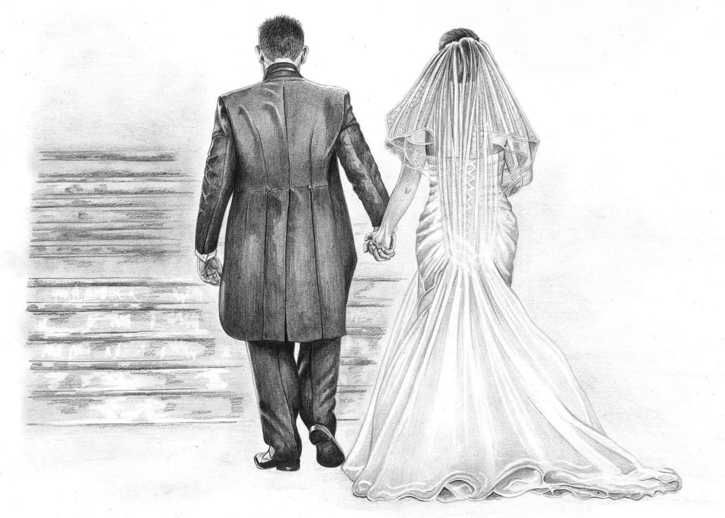1030x736 wedding portraits, bridal portraits - Wedding Couple Drawing