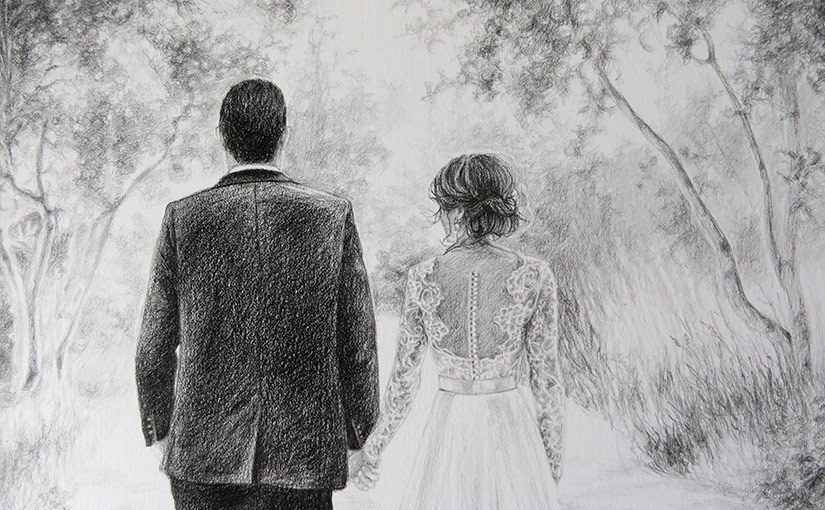 825x510 wedding couple drawing true image fine art - Wedding Couple Drawing