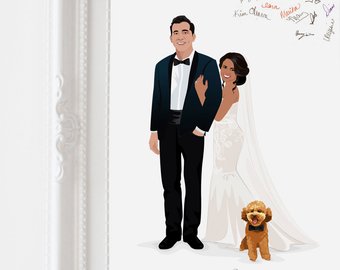 340x270 Couple Drawing Etsy - Wedding Couple Drawing