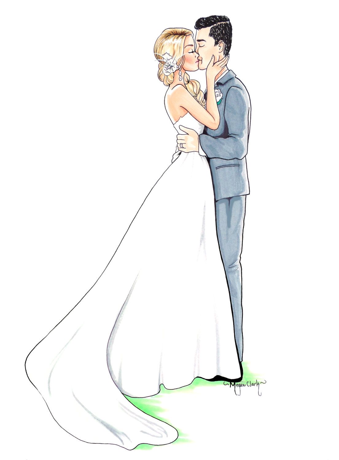 1104x1500 custom wedding illustration custom wedding - Wedding Drawing