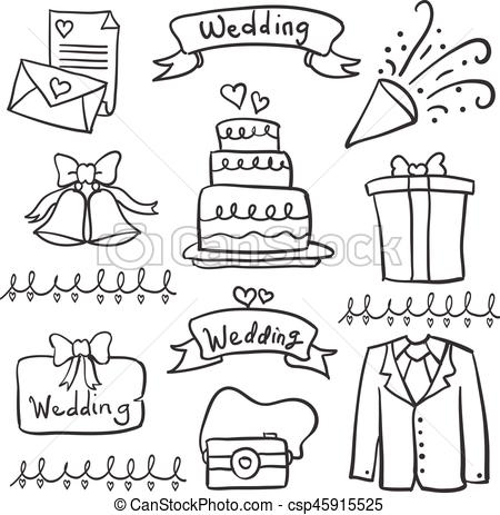 450x463 Doodle Of Wedding Hand Draw Style Vector Illustration - Wedding Drawing