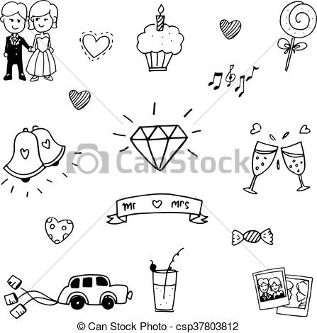 447x470 Wedding Element Doodle Hand Draw Vector Art - Wedding Drawing