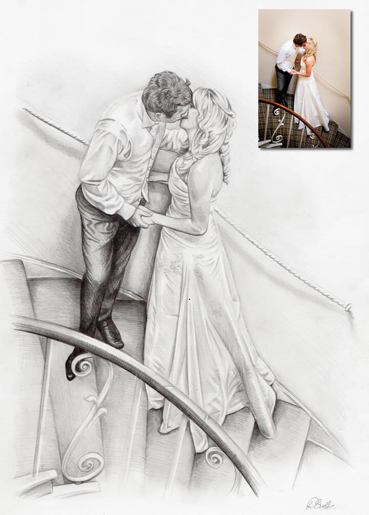 720x1004 wedding drawing commission hand drawn portraits - Wedding Drawing