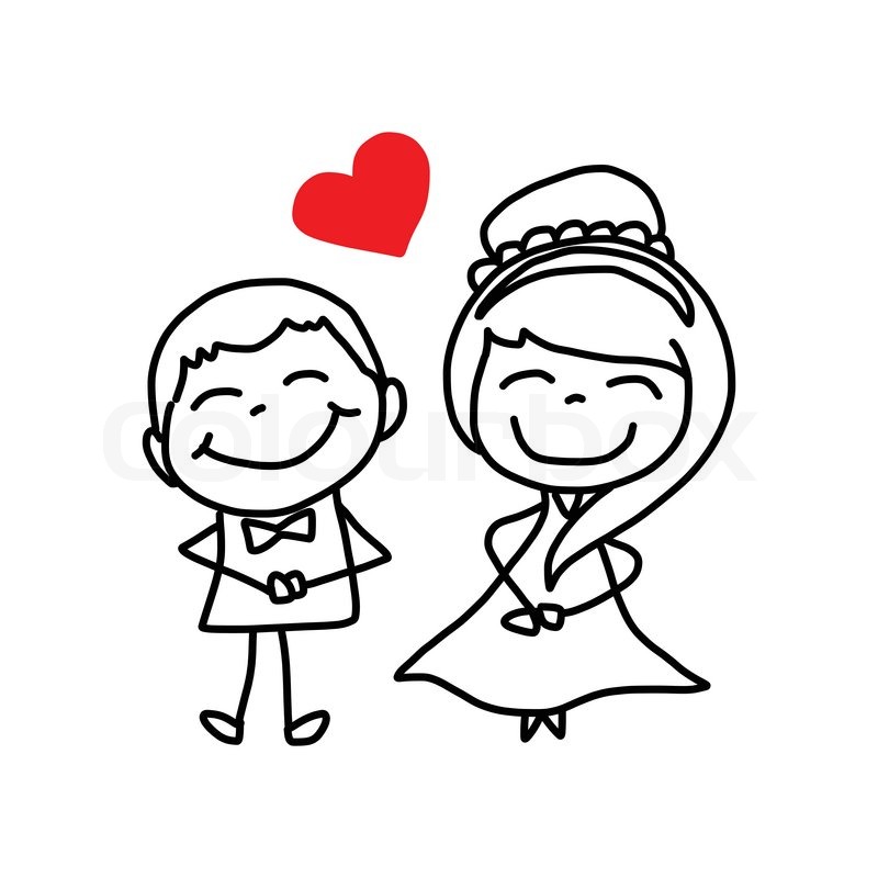 800x800 Hand Drawing Cartoon Character Happy Stock Vector Colourbox - Wedding Drawing Images