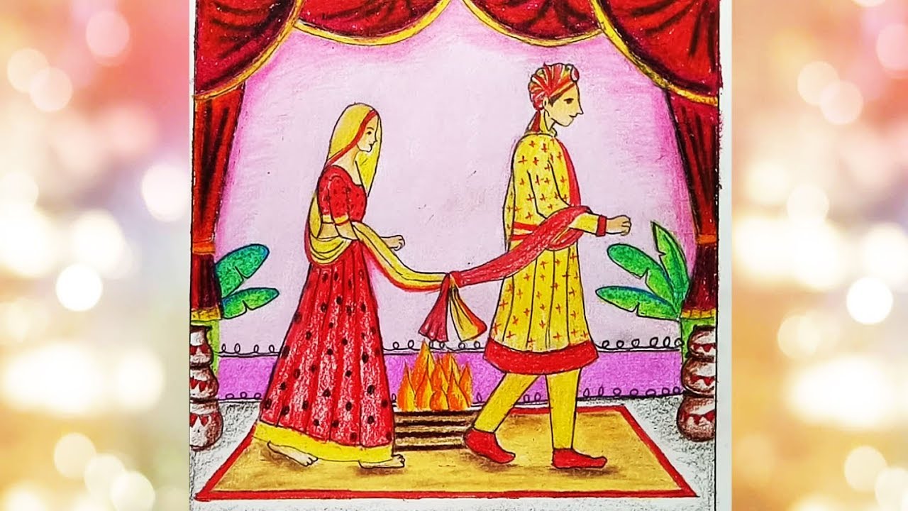 1280x720 How To Draw Indian Wedding Bride And Groom Step - Wedding Drawing Images
