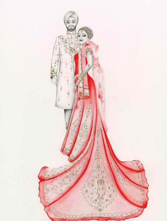 Basemenstamper: Hindu Wedding Indian Bride And Groom Drawing