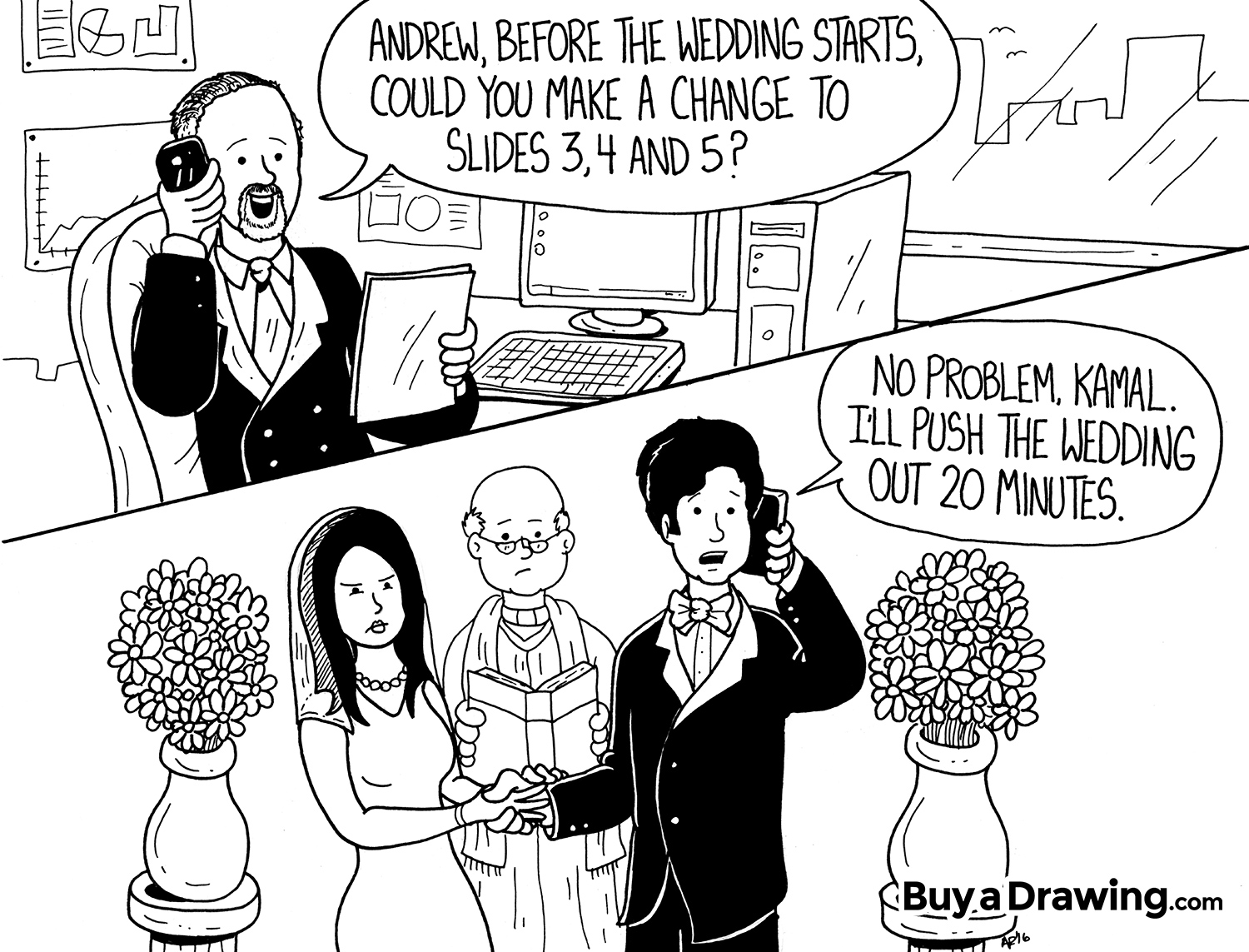 1500x1143 funny cartoon wedding drawing for a co worker - Wedding Drawing Pictures