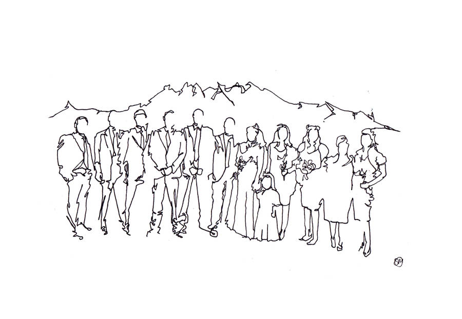 900x622 personalised wedding party drawing - Wedding Drawing Pictures