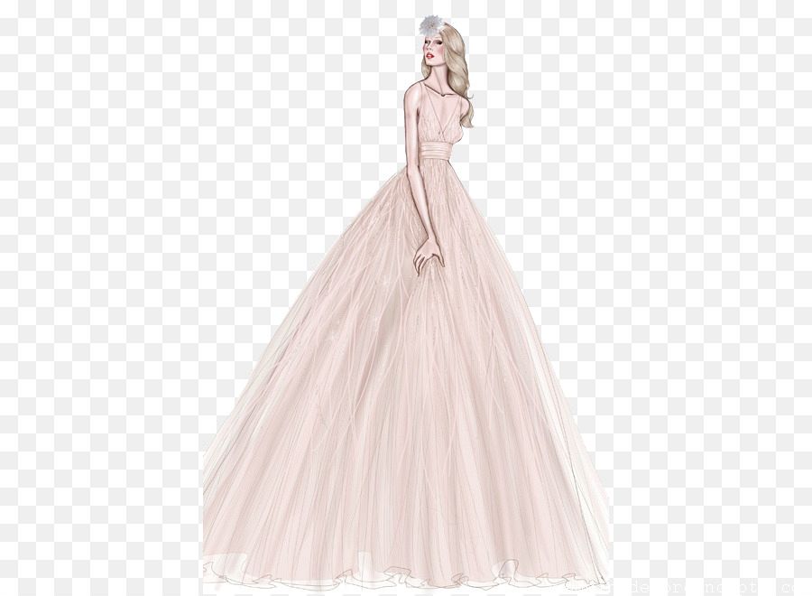900x660 drawing of a pink wedding dress - Wedding Dress Drawing