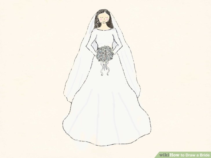 728x546 How To Draw A Bride Steps - Wedding Dress Drawing