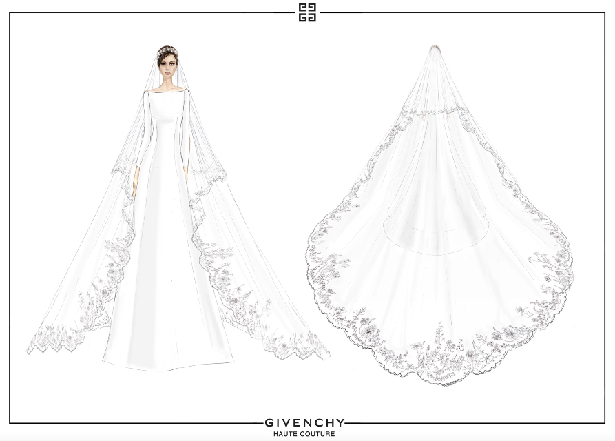 893x640 meghan markle's wedding dress sketches revealed - Wedding Dress Drawing