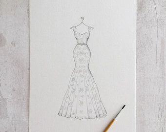340x270 wedding dress sketch etsy - Wedding Dress Drawing