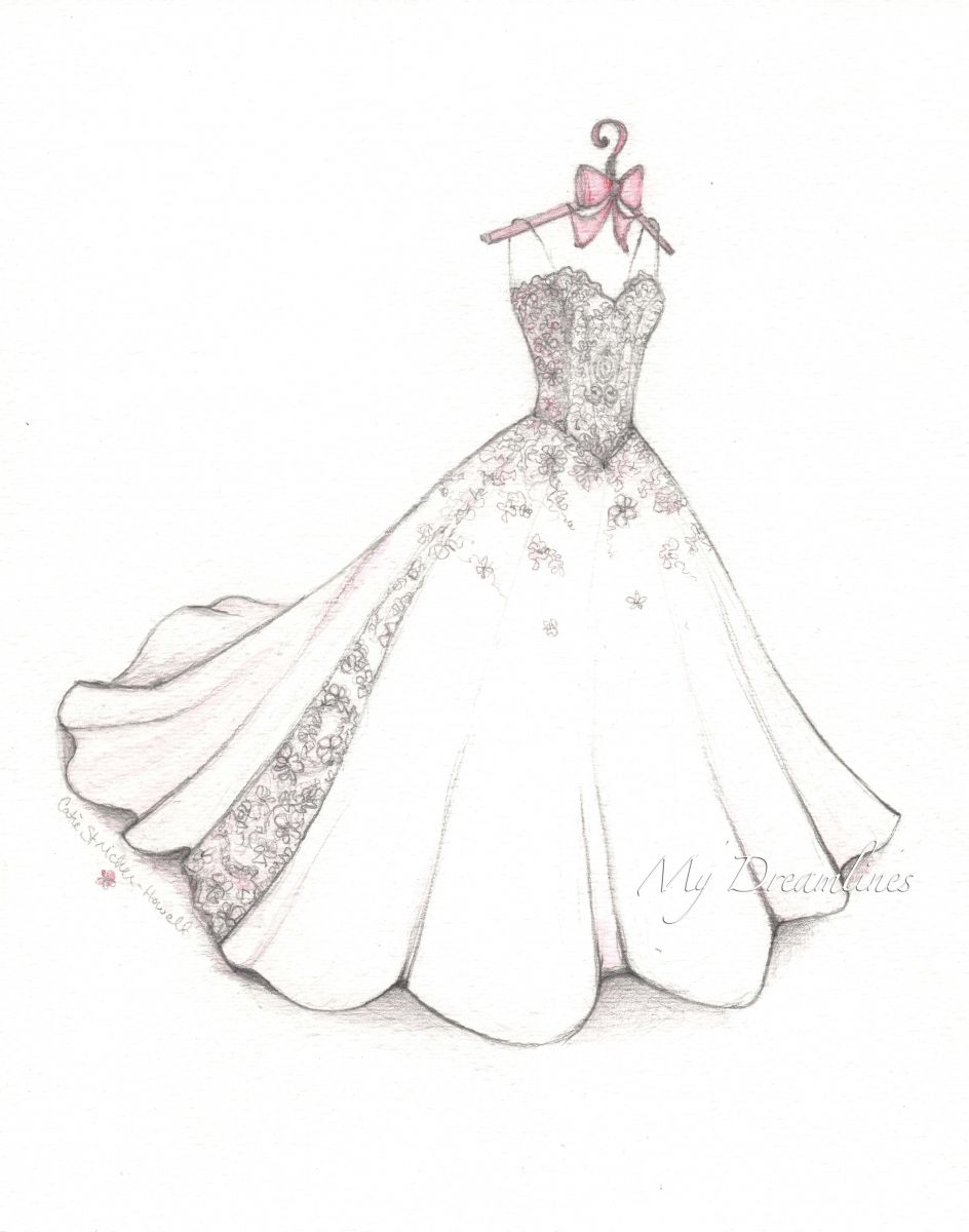 944x1200 wedding dress sketch for first anniversary from him to her paper - Wedding Dress Drawing