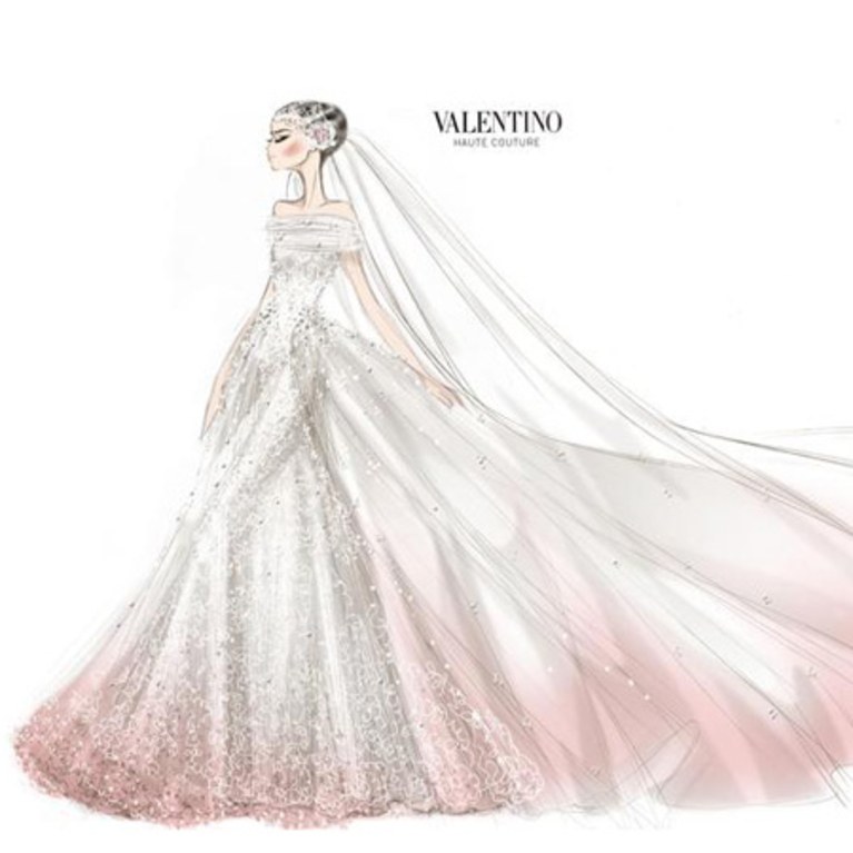 767x767 anne hathaway's wedding dress sketch - Wedding Dress Drawing