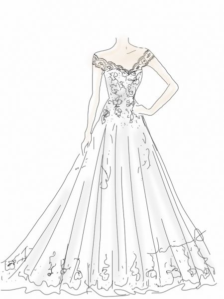 450x600 sketch of wedding dress idea design your dream wedding gown - Wedding Dress Drawing Designs