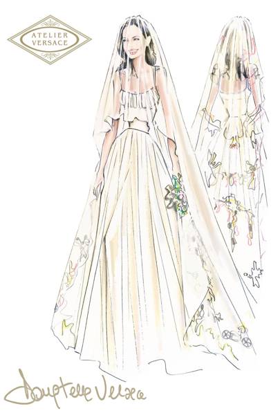 405x607 angelina jolie wedding dress designer revealed versace british vogue - Wedding Dress Drawing Designs