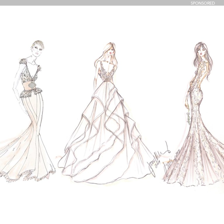 767x767 designer wedding dress sketches behind the scenes brides - Wedding Dress Drawing Designs