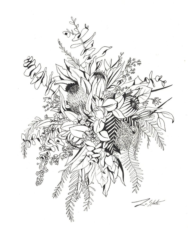 794x993 custom bouquet drawing free shipping flower drawing - Wedding Flowers Drawing