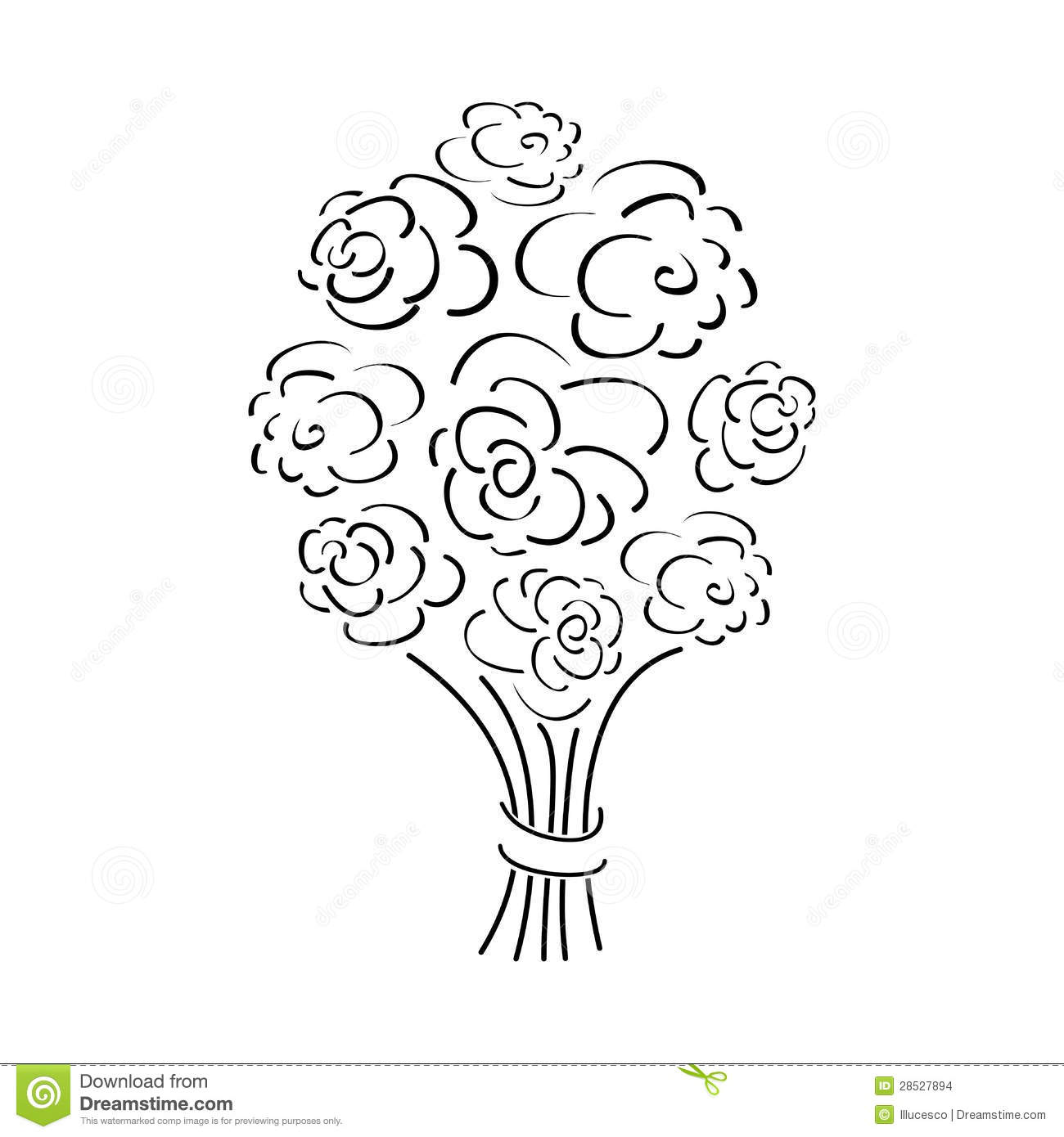 1300x1390 Simple Drawing Of Bunch Of Flowers - Wedding Flowers Drawing