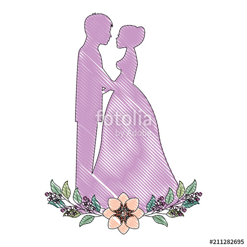500x500 Elegant Couple Wedding Flowers Decoration Vector Illustration - Wedding Flowers Drawing