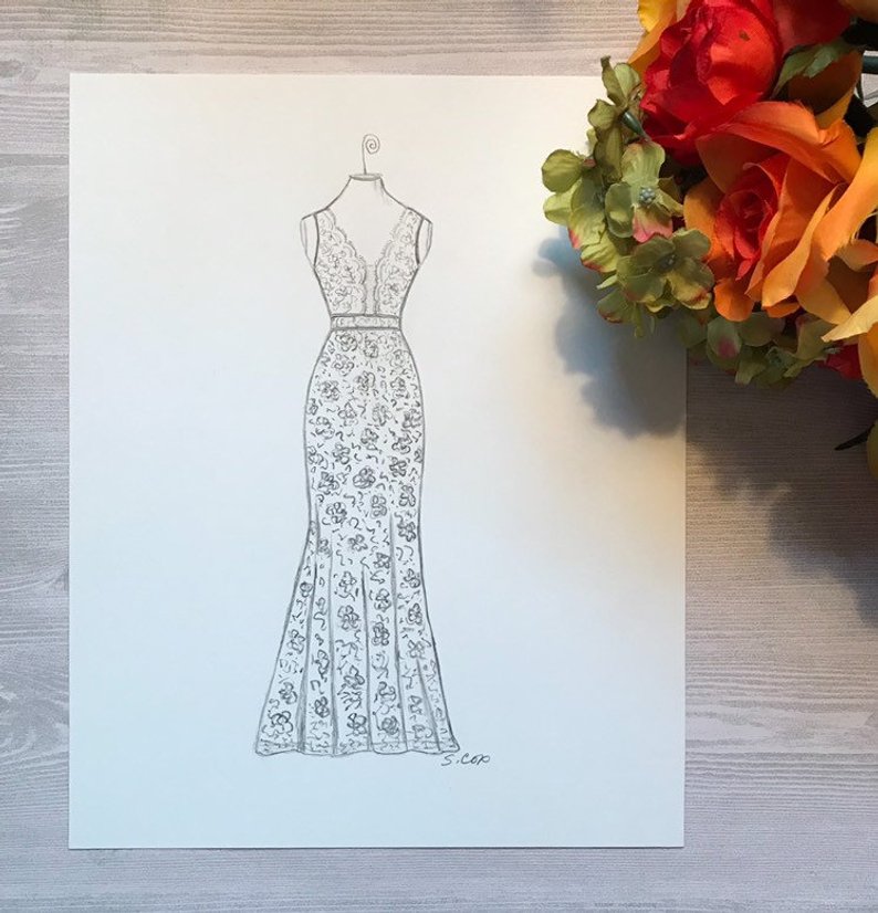 Wedding Gown Drawing at PaintingValley.com | Explore collection of ...