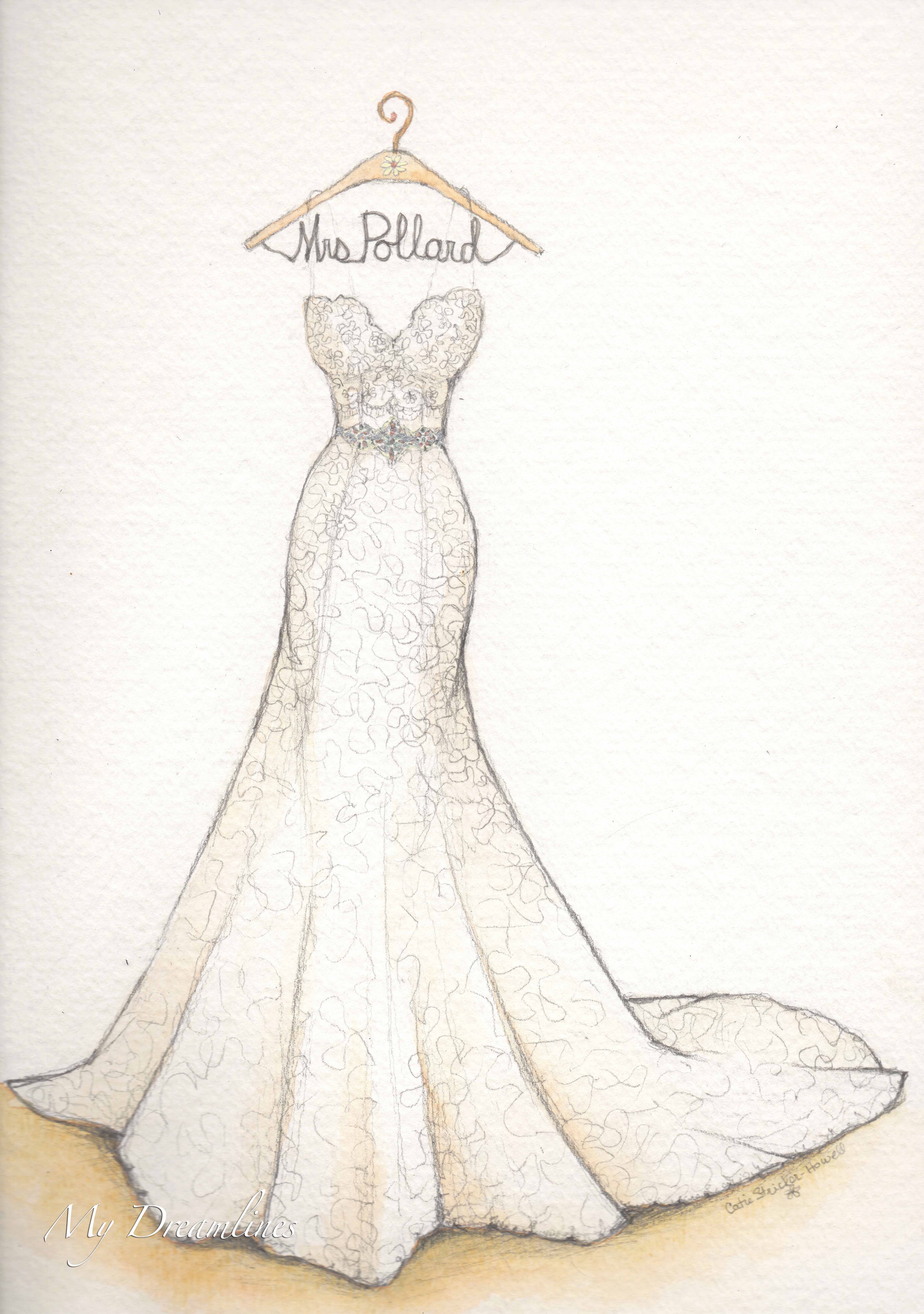 4908x6976 wedding dress sketch for first anniversary sketch - Wedding Gown Drawing