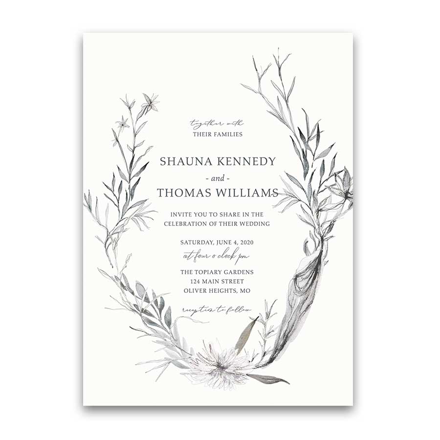 900x900 personalized wedding invitation hand drawn greenery wreath - Wedding Invitation Drawing