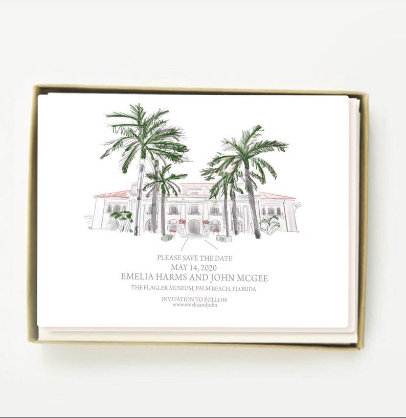 794x818 watercolor wedding invitation custom wedding venue drawing etsy - Wedding Invitation Drawing