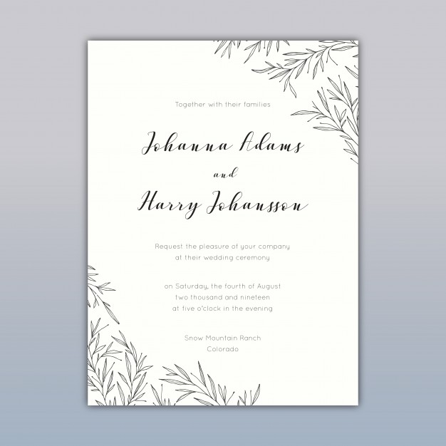 626x626 wedding invitation card design with elegant drawings vector free - Wedding Invitation Drawing
