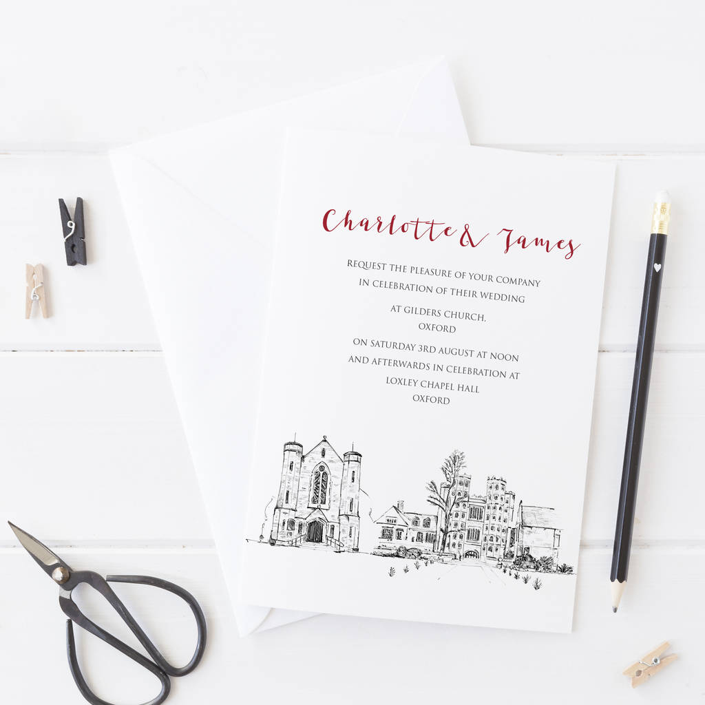 1024x1024 wedding invitation with two venue drawings - Wedding Invitation Drawing