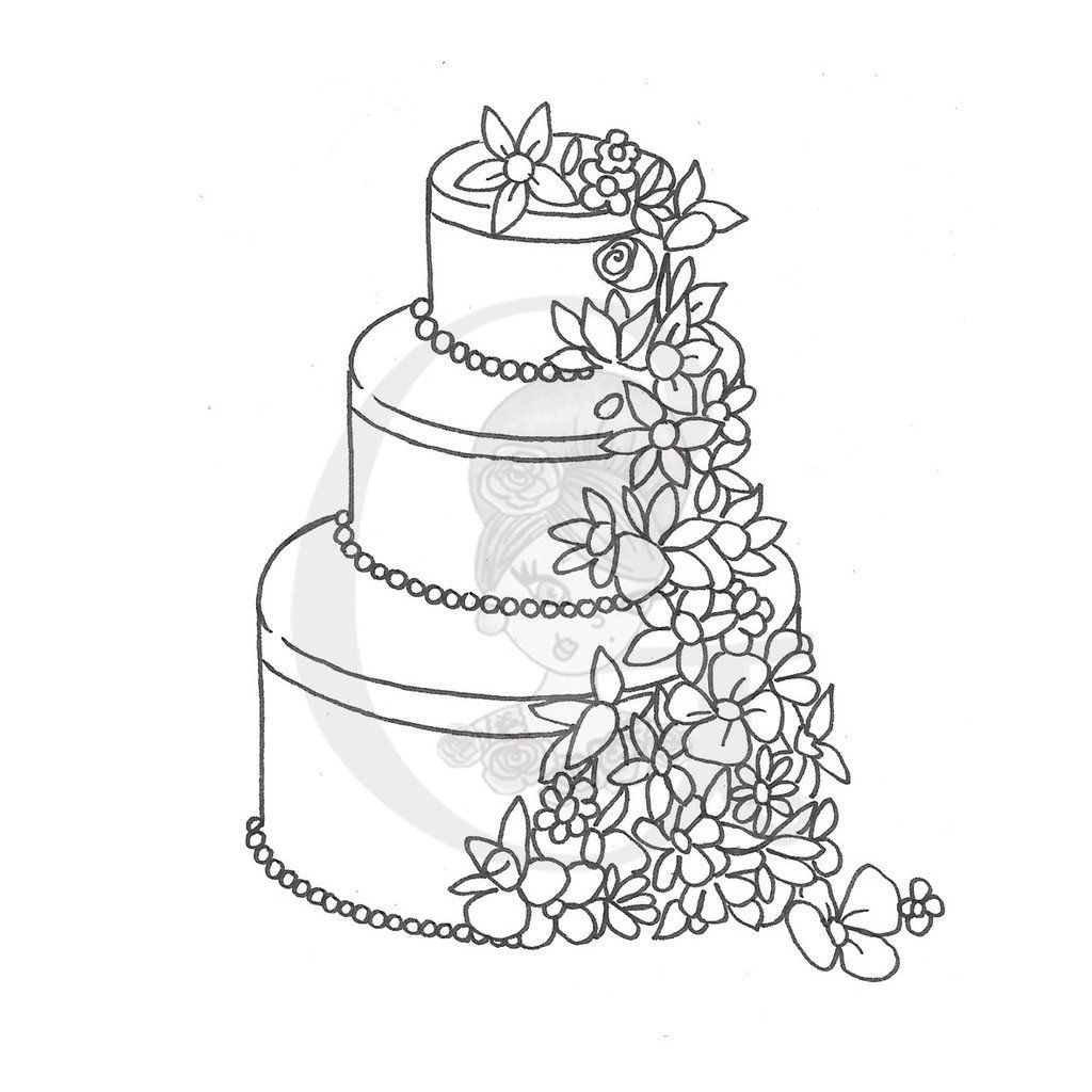 1024x1024 Wedding Cake Clipart Drawing - Wedding Line Drawing