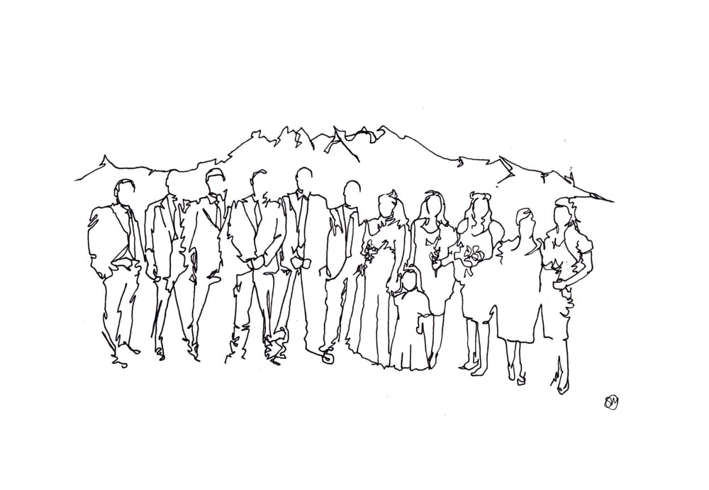 1000x691 Wedding Party Drawing Love Lines - Wedding Line Drawing