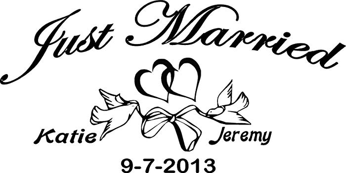 700x350 just married wedding name and date art wedding car art - Wedding Line Drawing