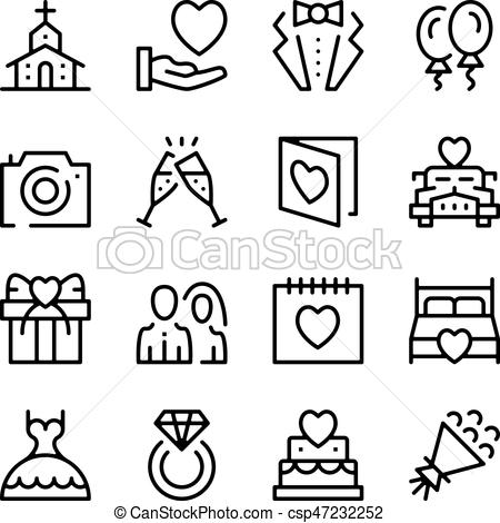 450x470 wedding line icons set modern graphic design concepts, simple - Wedding Line Drawing