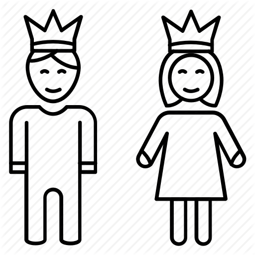 512x512 Bride, Groom, King, Queen, Wedding Icon - Wedding Line Drawing