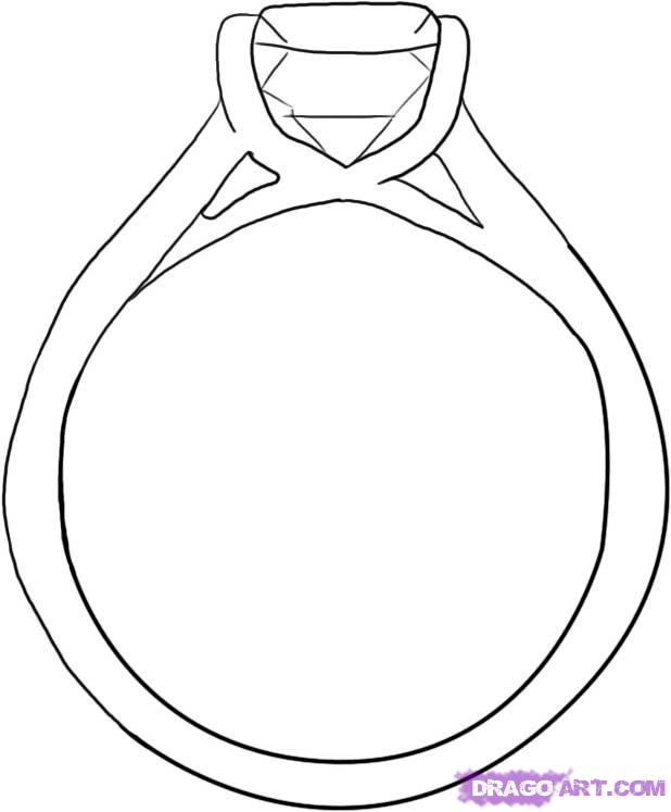 618x747 How To Draw A Diamond Ring, Step - Wedding Ring Drawing