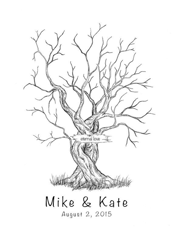 570x760 Canvas Wedding Tree Guest Book Hand Drawn - Wedding Tree Drawing