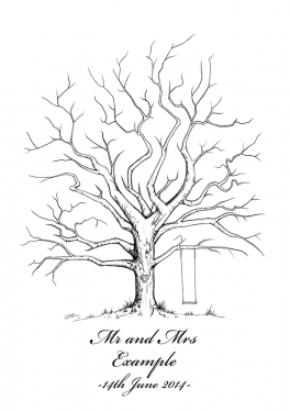 264x374 Create A Personalised Wedding Tree Illustration To Be Used As - Wedding Tree Drawing