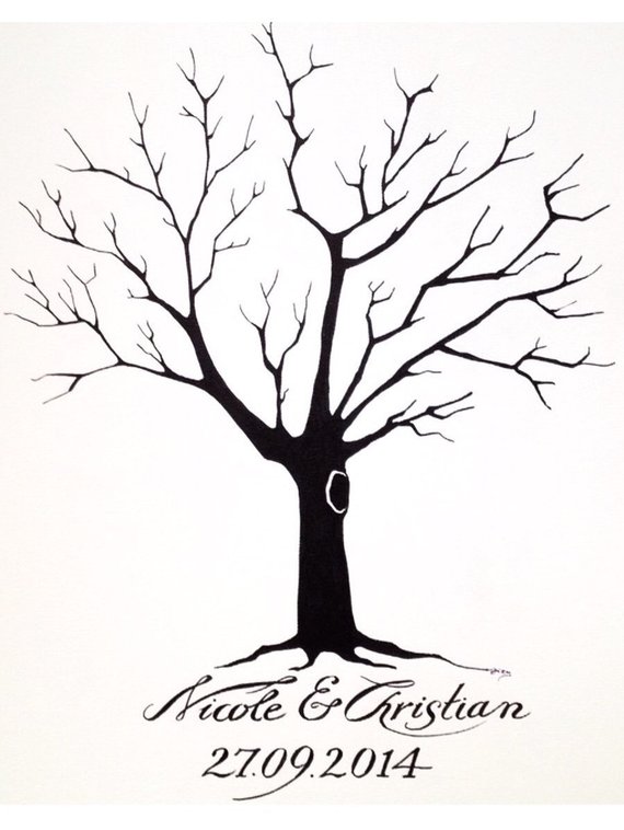 570x758 Fingerprint Wedding Tree Unique X Etsy - Wedding Tree Drawing