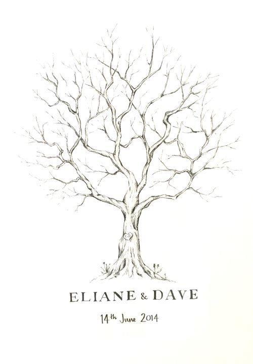 500x719 Lizzie Barton Hand Drawn Fingerprint Tree Arboles - Wedding Tree Drawing
