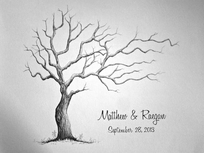 400x300 Wedding Thumbprint Trees - Wedding Tree Drawing