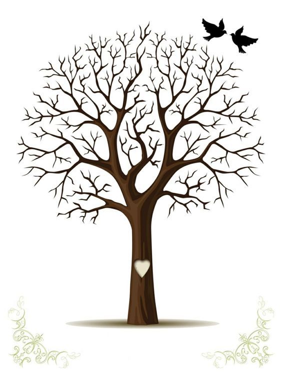 564x751 Fingerabdruck Baum Vorlage Braun Stamm Herz Sewing - Wedding Tree Drawing