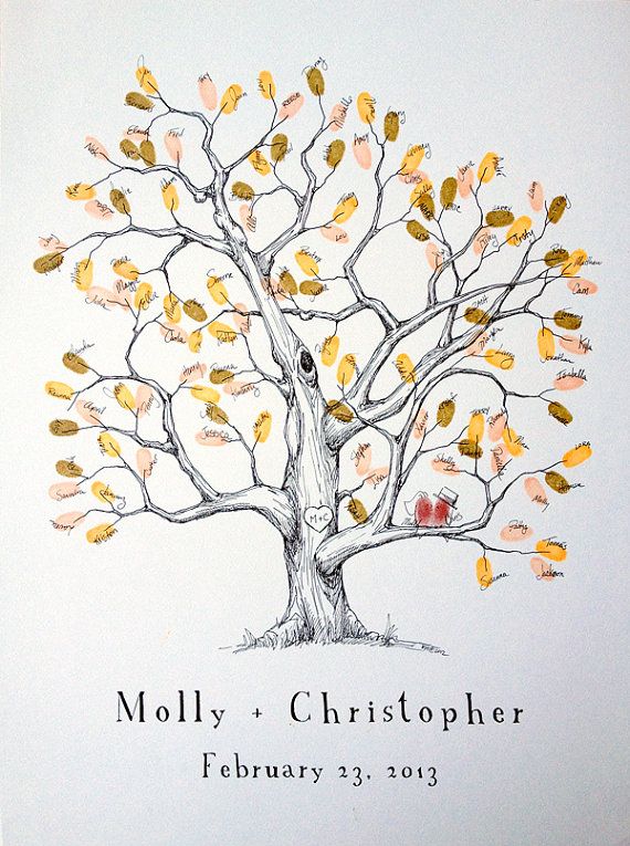 570x765 Fall Guest Book Ideas The Creative Bride Will Love - Wedding Tree Drawing