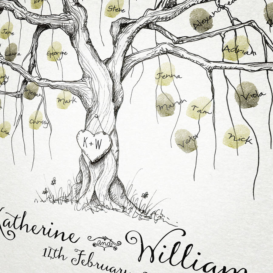 900x900 Willow Wedding Fingerprint Tree Guest Book - Wedding Tree Drawing