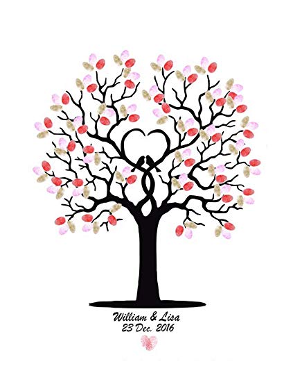 423x550 Ruinika Black Tree Bird Wedding Fingerprint - Wedding Tree Drawing