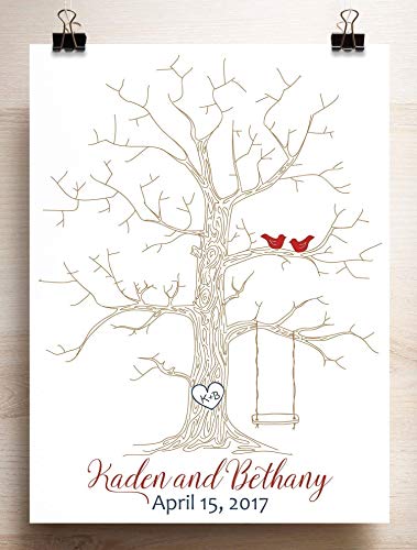 379x500 Wedding Guest Book Alternative Thumbprint Tree - Wedding Tree Drawing
