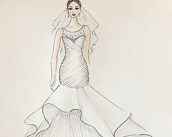 Wedding Veil Drawing at PaintingValley.com | Explore collection of ...