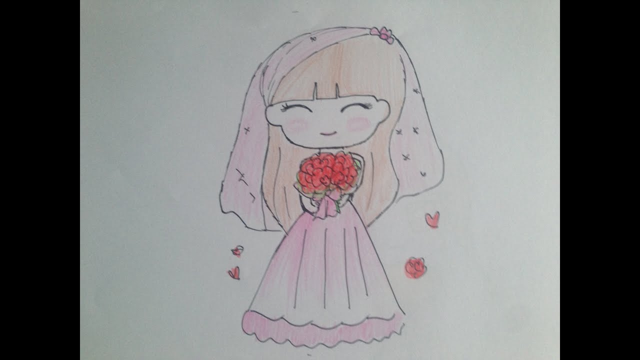 1280x720 How To Draw A Cute Girl With Wedding Dress How To Draw A Manga - Wedding Veil Drawing