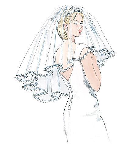 450x475 mccall's pattern bridal veils - Wedding Veil Drawing